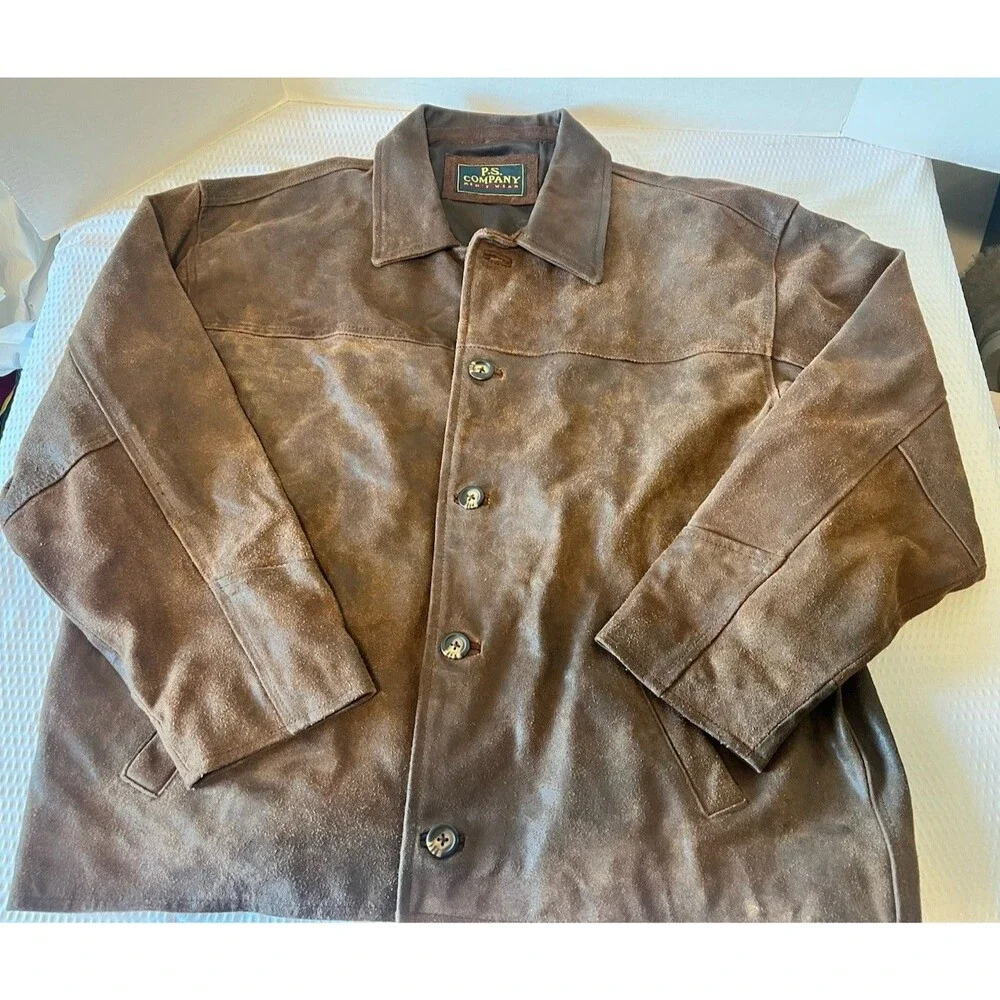 P.S. Company Men’s Size 52 Soft Distressed Brown Nappa Leather Jacket